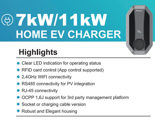 3phase Type 2 EV Charging Stack 11kw EVSE قابل حمل برای اتومبیل های الکتریکی